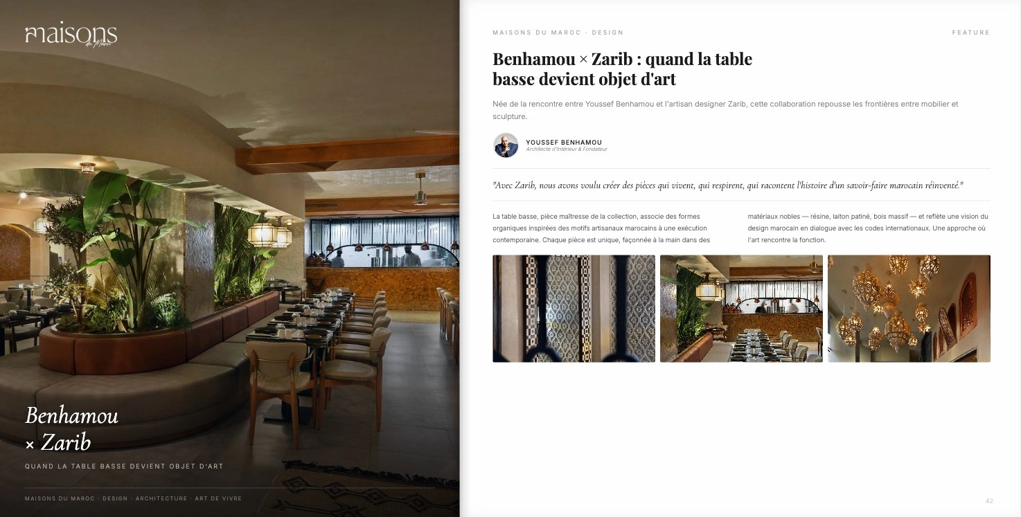 Benhamou × Zarib: when the coffee table becomes art